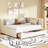 Full Daybed With Storage Drawers, Beige Linen Fabric, Strong Wood Frame, No Box Spring For Space Linen, Relaxation-877255433