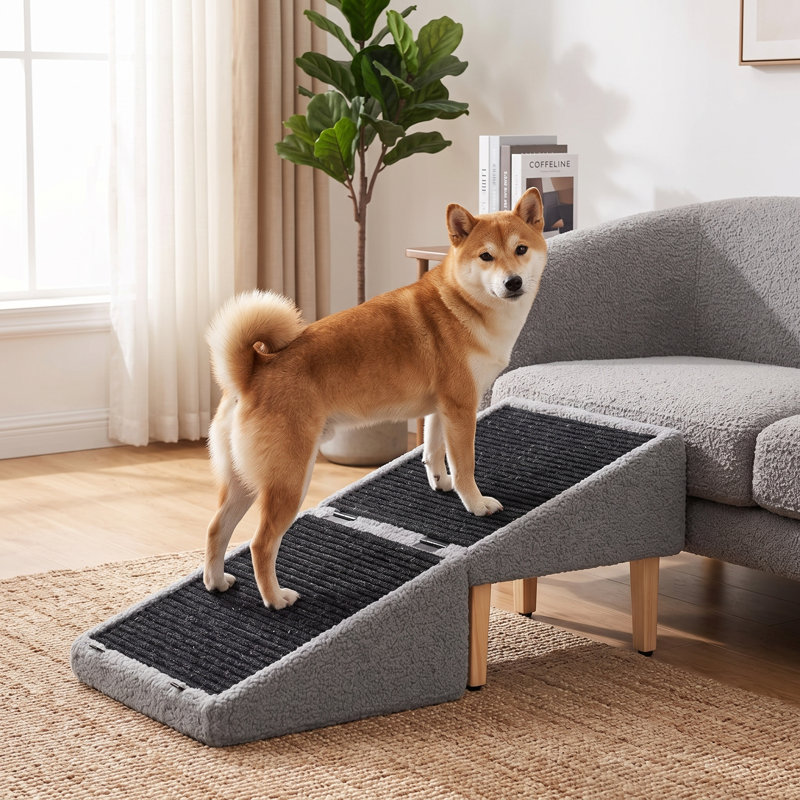 Rampe pour animaux avec rangement - gris