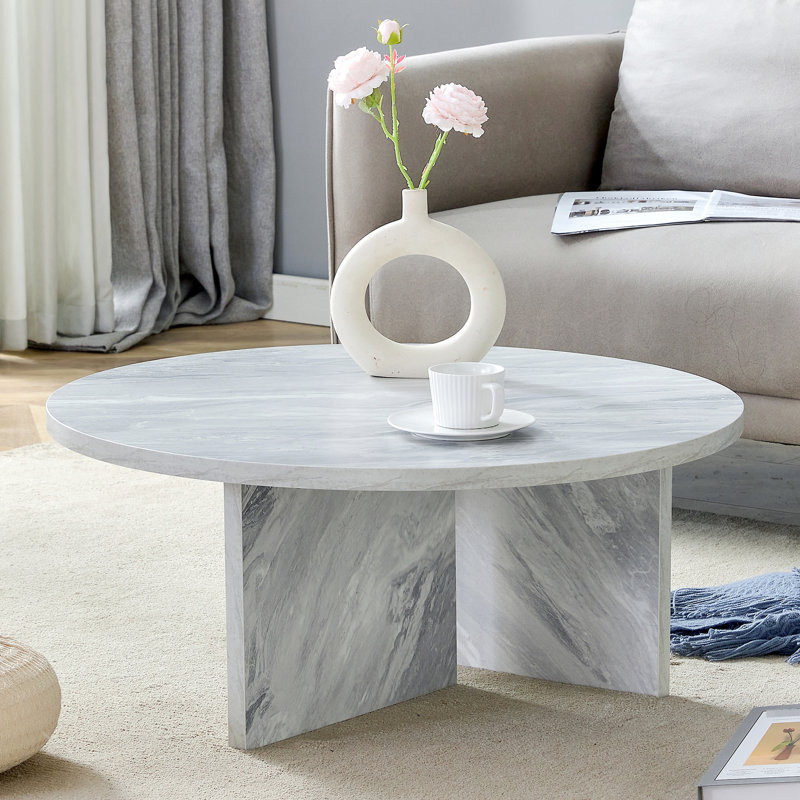 Modern White Round Table, 31.5 In. Diameter & 14.36 Height, Practical For Daily Use Laundry 30.92"X14.36", Made With Material