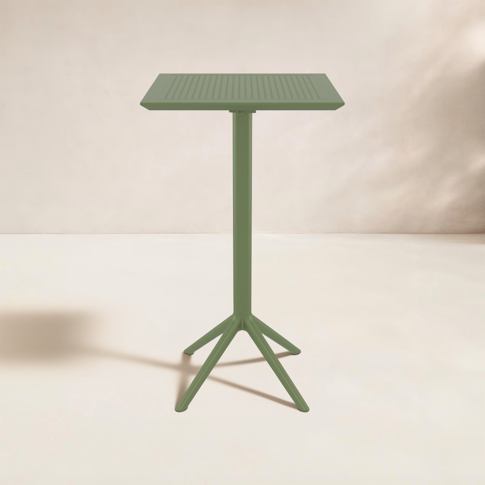 Farrah Folding Plastic Bar Table, Olive Green