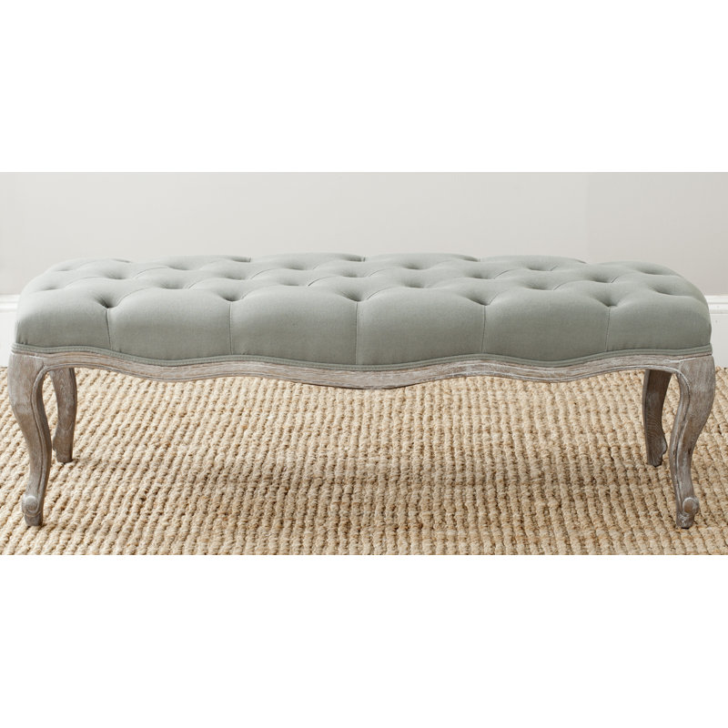 Fleur Linen Upholstered Bench, Sea Mist