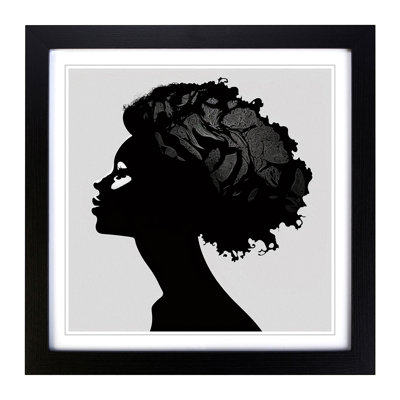 Woman with Affro Silhouette - Framed Print