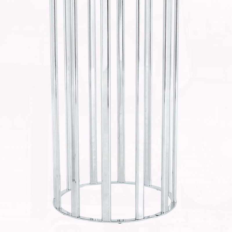 Table de salle à manger 71 "ovale en verre trempé - Base double colonne argentée, luxe clair, sièges 6-8, Argent