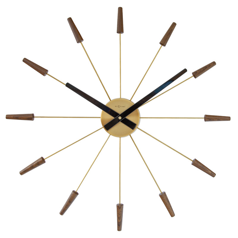 Plug-Inn, 23-Inch, Metallic Spoke Wall Clock, Brun