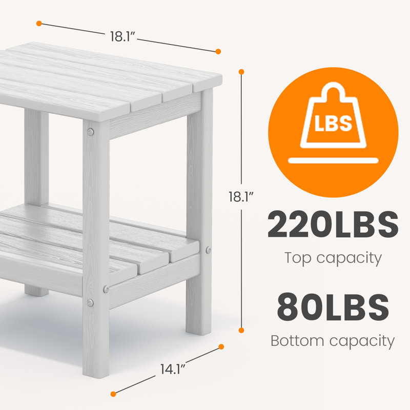 Wolak Double-Tier Patio Table Side Table, White