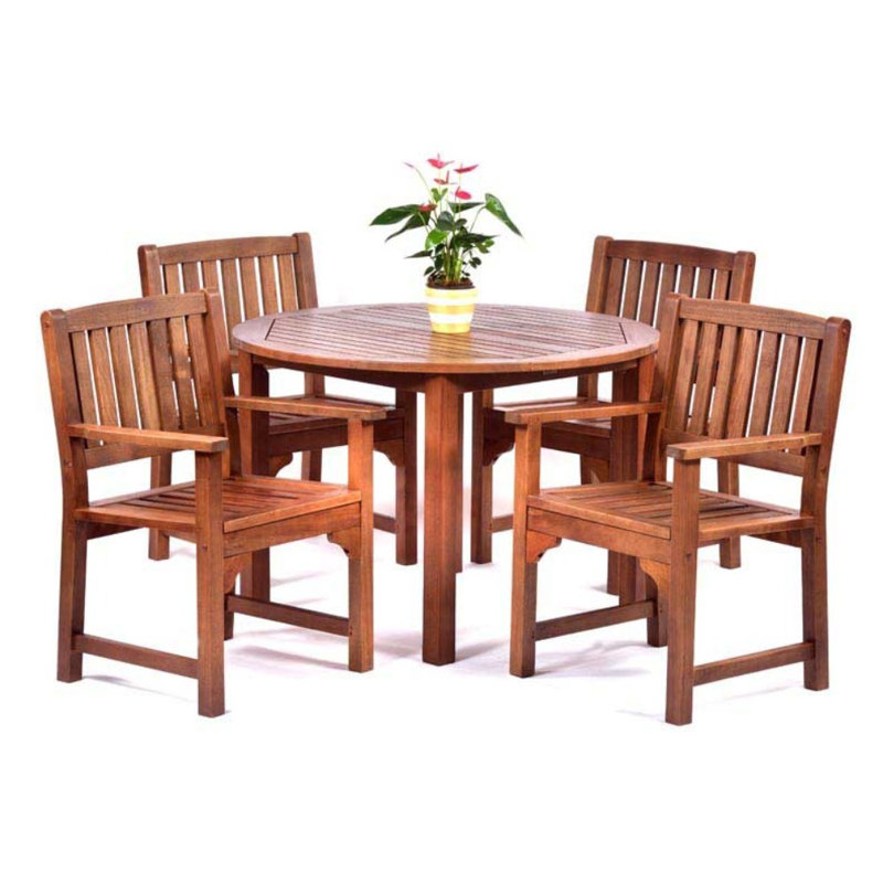 Libba 4 - Person Wood Patio Dining Set with Round Table