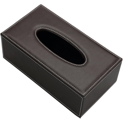 Rectangular leather tissue box cover