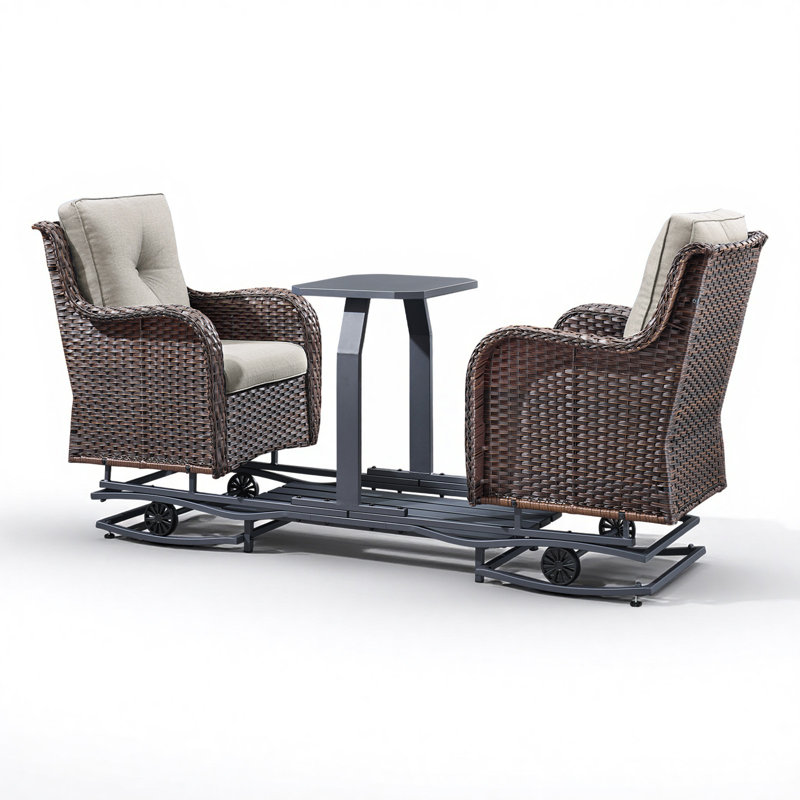 Ensemble de conversation pour 2 personnes avec table d'appoint, Beige