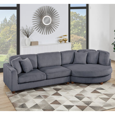 Canapé modulaire en velours côtelé 2 pièces avec 4 coussins décoratifs