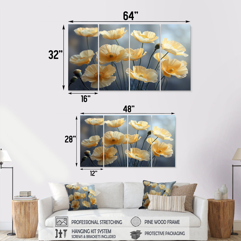 Eshan - coquelicots, ensemble d'art sur toile, H 28 po x l 48 po