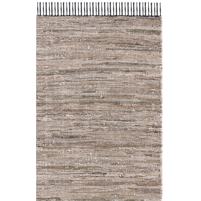 Abiodun Hand Woven Denim/Cotton Rug in Black/Beige, Rectangle 4' x 6'