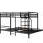Lit superposé simple en métal avec rangement en noir - article de chambre à coucher peu encombrant avec tablettes et escalier pratiques-341816747