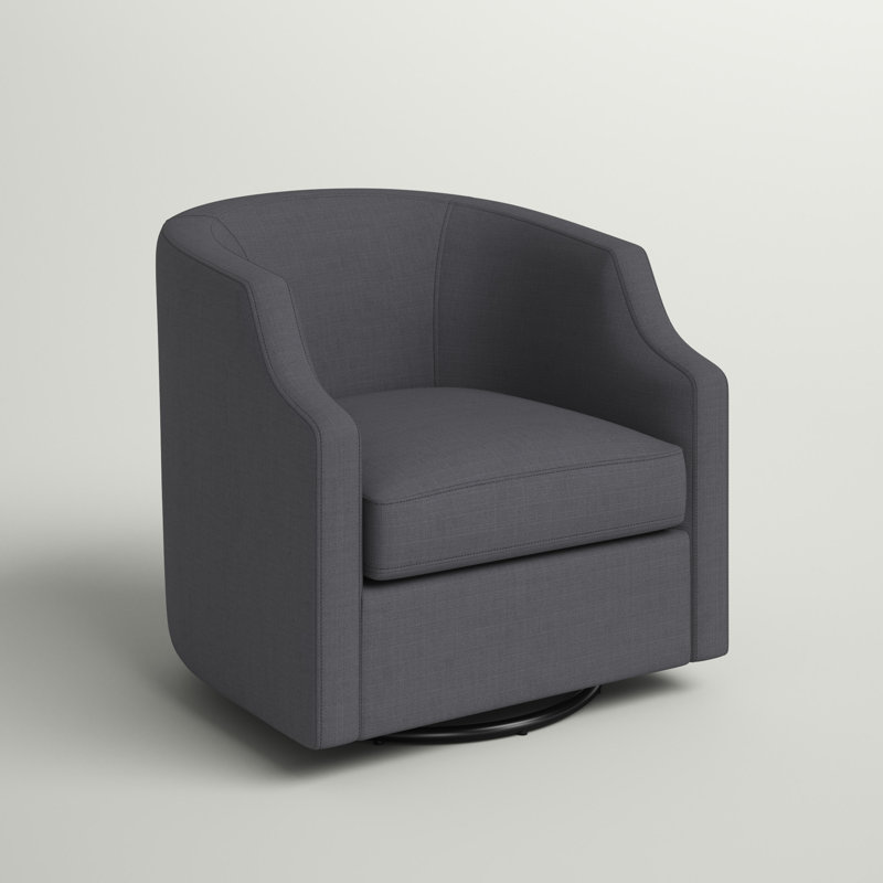 Debbie Polyester Swivel Barrel Chair, Gray 100% Polyester