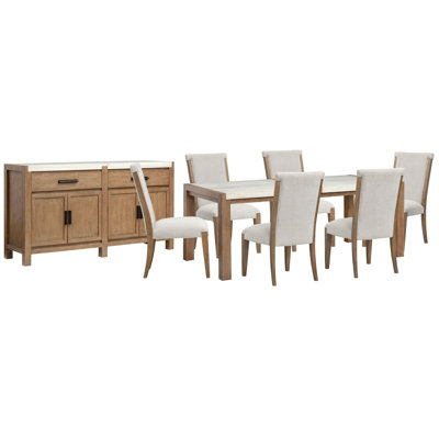 Table de salle à manger rectangulaire avec 6 chaises d'appoint rembourrées