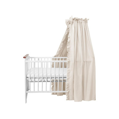 Cotton Bed Canopy With Ruffle & Bow - Without Pole, 240 X 165 Cm, Beige