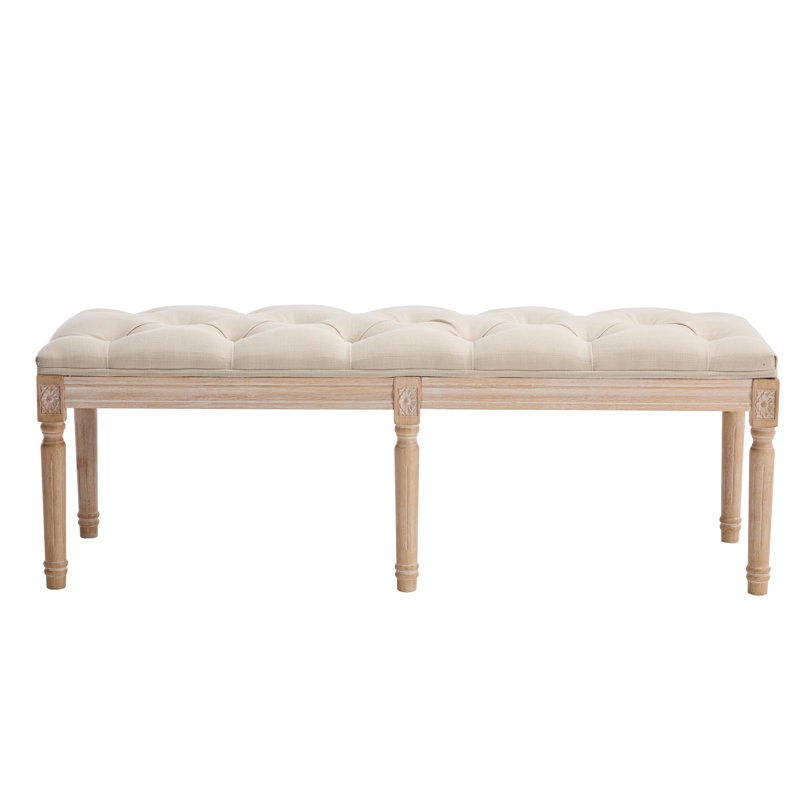Bedroom Bench, French Vintage Tufted Entryway Bench