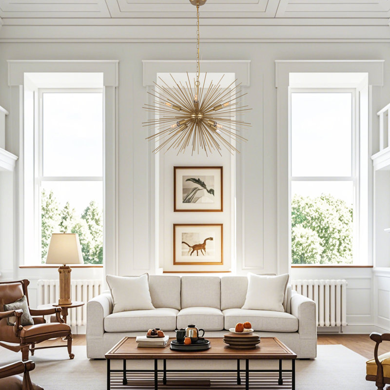 29" Gold Sputnik Chandelier 8 Lights