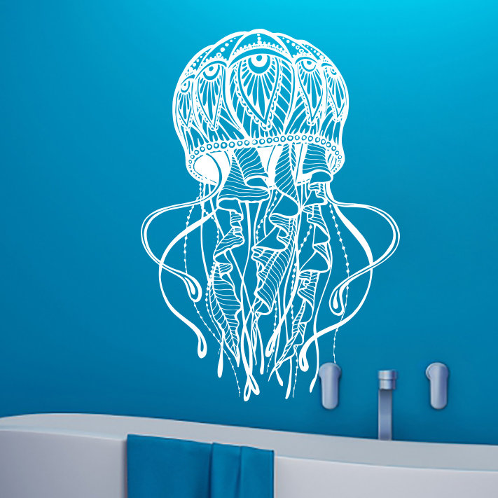 Décalcomanie murale jellyfish Manila, Blanc