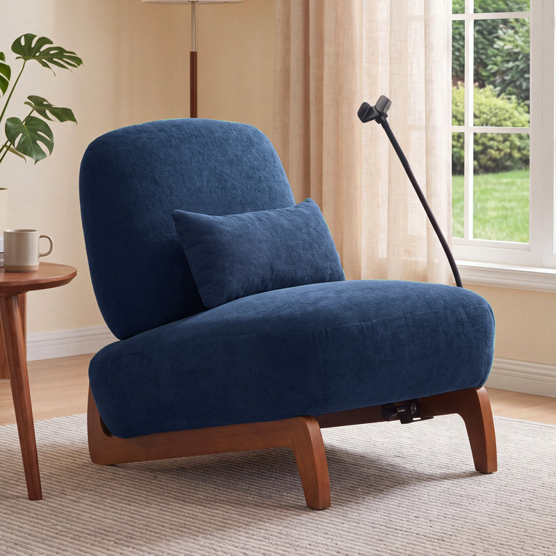 Fauteuil d'appoint rembourré Brayton 29 po avec piètement luge, Chenille bleue marine