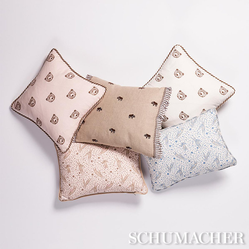 Schumacher x Marie-Chantal Rabbit Pillow, Blue, 12" H x 18" W