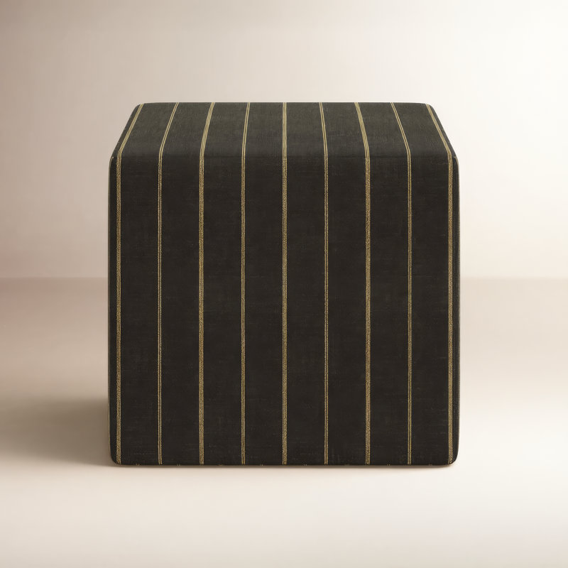 Era Upholstered Ottoman, Fritz Peppercorn Stripe