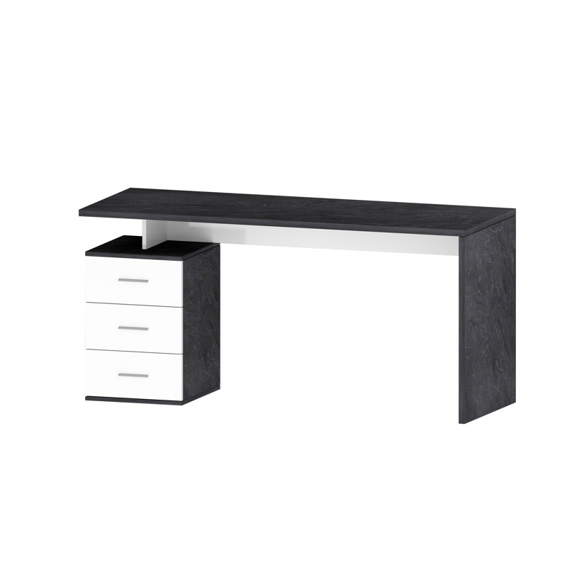 Basim Computer Desk, Grey/White