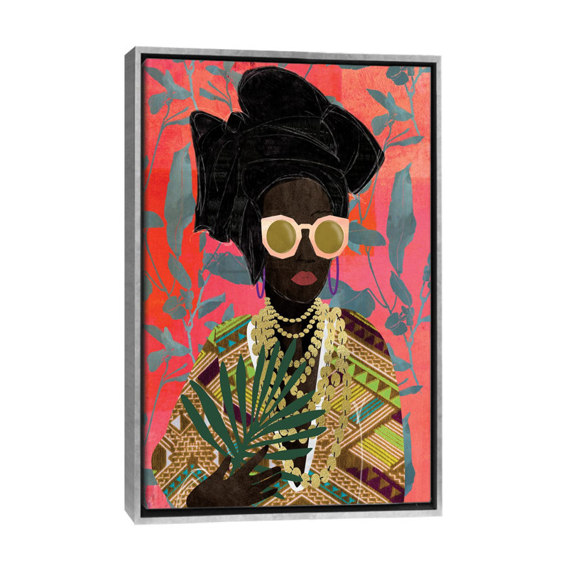 «Modern Turban Woman I» par Nikki Chu - reproduction, Impression encadrée, H 48 po x l 32 po, Argent argent