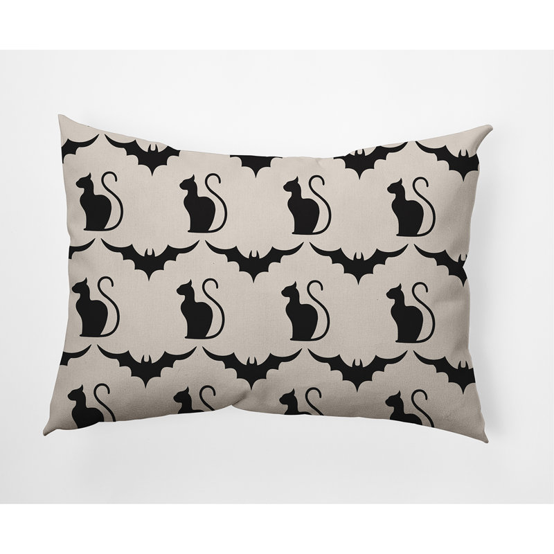 Coussin intérieur / extérieur Cats and Bats, 14 po x 20 po, Crème