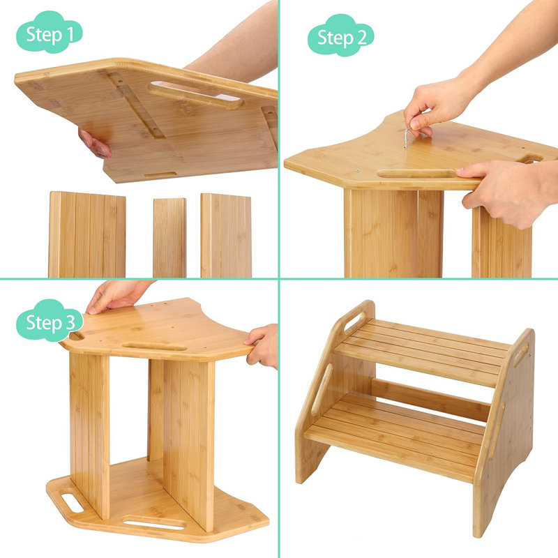 Marchepied en bois, H 12,99 po x l 14,96 po x P 12,99 po, brun