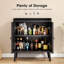 Buffet avec rangement, armoire à boissons avec portes en rotin, crédence pour la salle à manger, le salon, le couloir-107627069