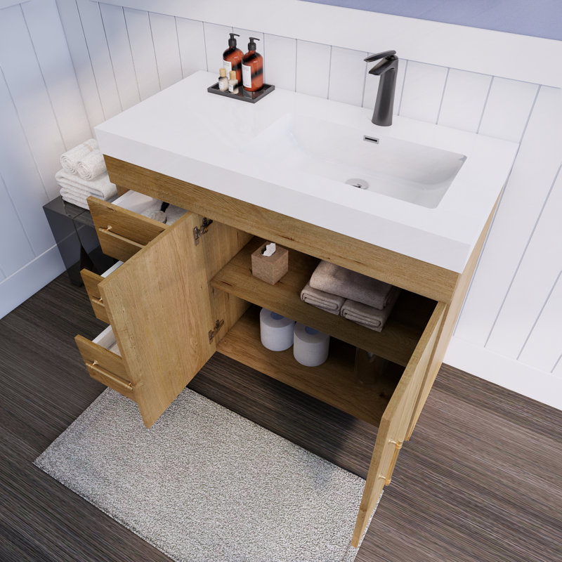 Ensemble de meuble-lavabo simple 42 po Londale Spring, Chêne et teck