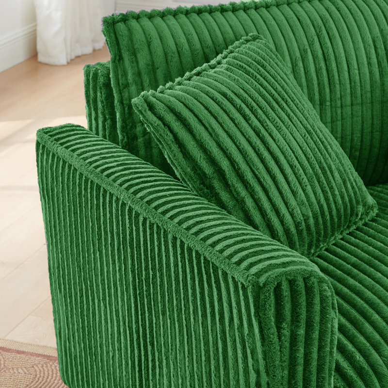 Fauteuil en velours côtelé l 46 po, Vert
