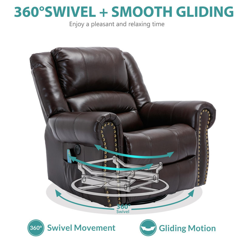 Upholstered Heated Massage Chair, Dark Brown Leathaire