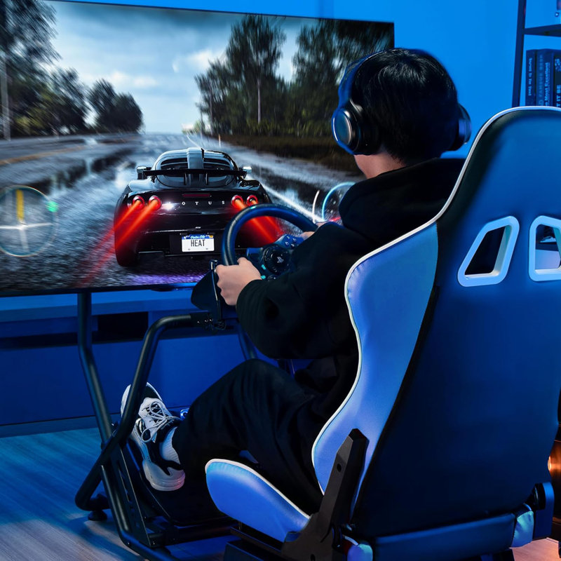 Cockpit de simulateur de course ARES WING avec siège et support pour téléviseur, cockpit de Formule et GT Sim compatible avec les jeux de course Fanatec, Thrustmaster, Logitech, Moza sur PS5, PS4, Xbox et PC