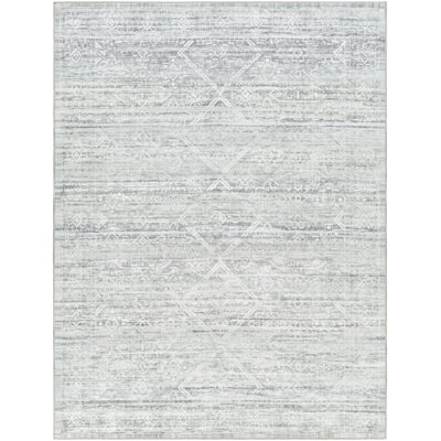Light Silver Machine Washable Area Rug