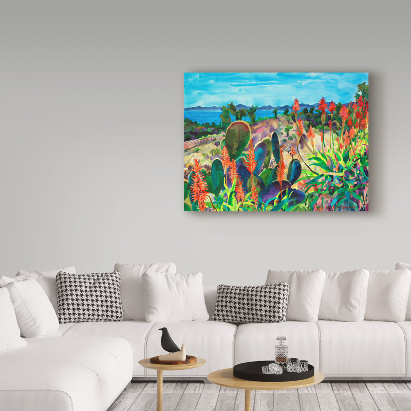 «Santa Barbara Grace» par Taryn, reproduction d'aquarelle sur toile tendue, H 14 po x l 19 po