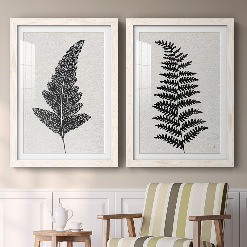 «Forest Fern I», reproduction de cadre photo sur toile 2 pièces, H 31,5 po x l 88 po x P 1,5 po, Blanc
