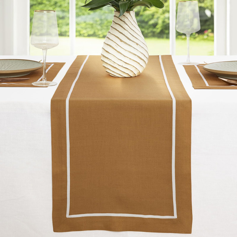 100% Pure Linen Table Runner -kensington, Brown Sugar, 36" x 14"