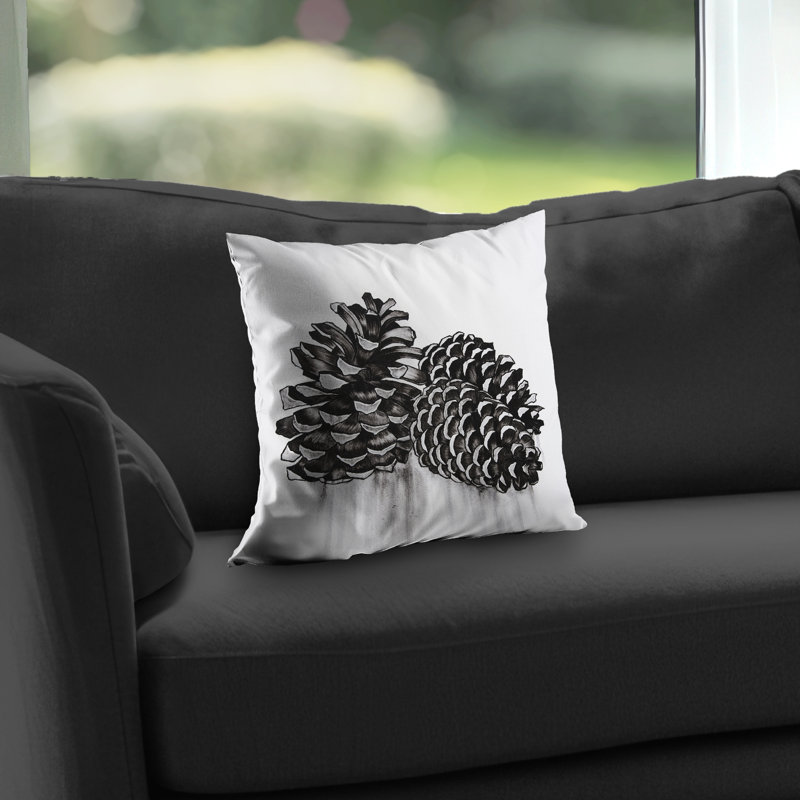Three Small Pine Cones - Bedroom Gray Poly Twill Throw Pillow