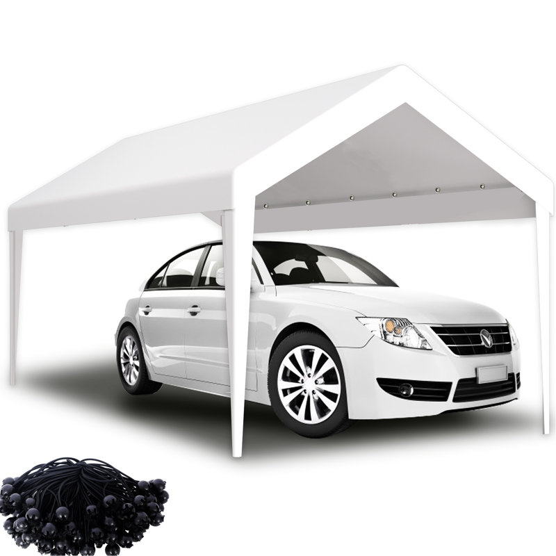 Bâche de remplacement pour abri d'auto 3 x 6 m (10 x 20 pi) - Imperméable et protégée. Matériau de qualité. 72 cordons élastiques. Bord renforcé. Installation simple et rangement pratique. Blanche. Polyvalente pour abri de véhicule extérieur.