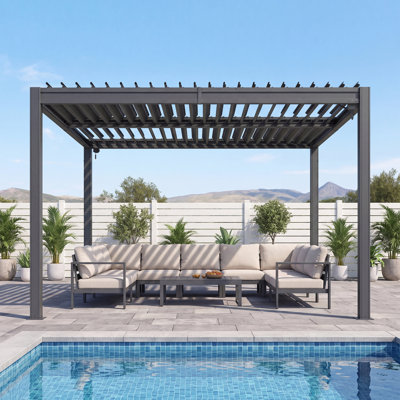 Pergola d'extérieur en métal avec toit réglable et système de drainage Domi