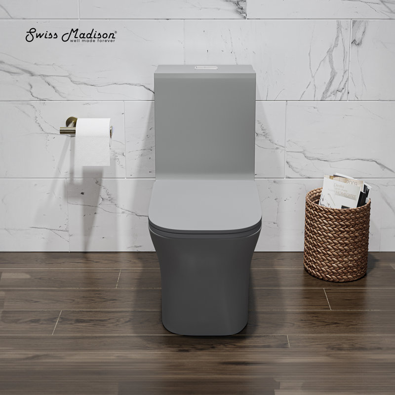 Toilette carrée une pièce à double chasse Concorde en gris mat 1,1 / 1,6 gallon Concorde, Gris mat, Haut