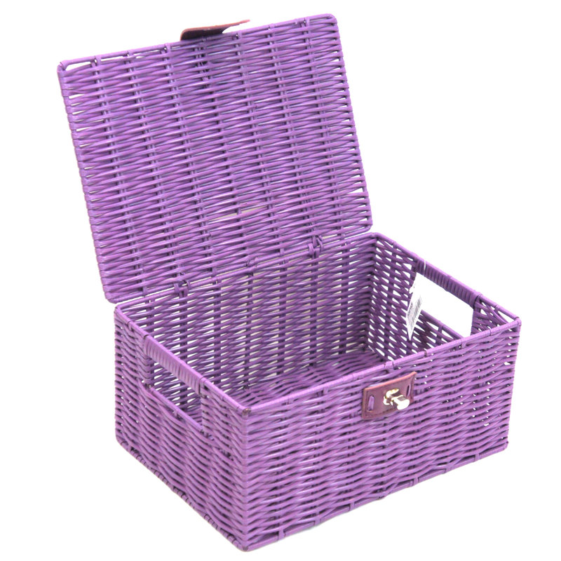 Brambly Cottage Plastic Decorative Basket, 12.5cm H x 28cm W x 20cm D, Purple