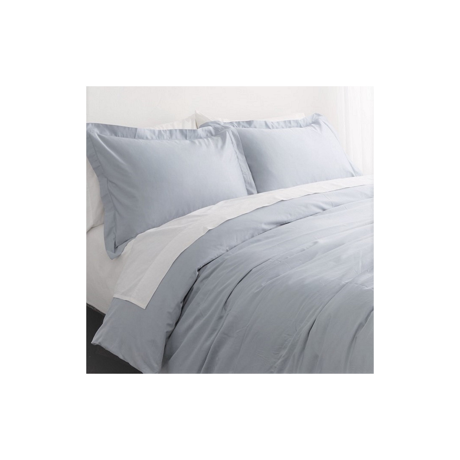 Austri Sateen Duvet Cover Set, Light Blue, Queen Duvet Cover + 2 Standard Shams
