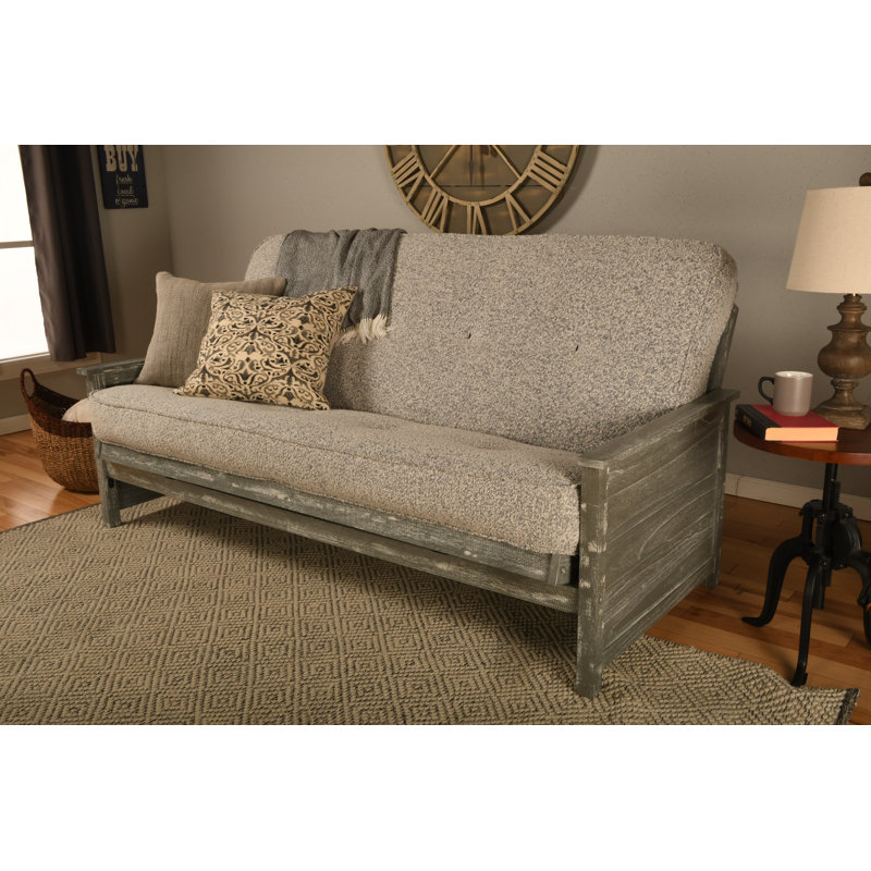 Anders Full / Double 79'' Upholstered Futon And Mattress, Weathered Gray, Canton Gray