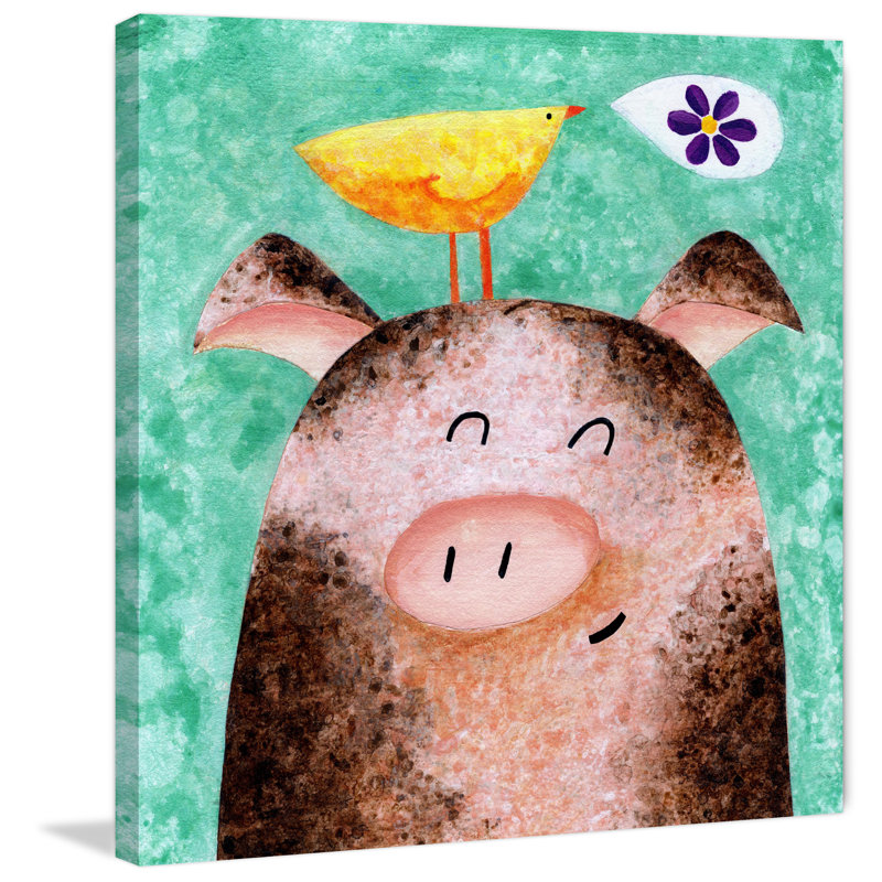 Pigs Posy Peep Animal Canvas Wall Art, 20" x 20"