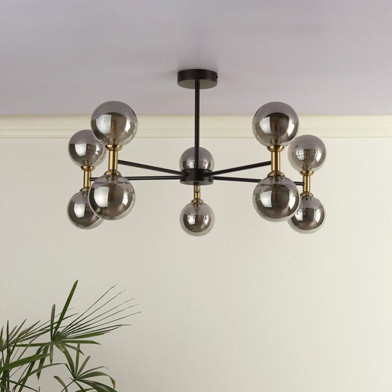 Glass Semi Flush Mount, 10 Lights, 385cm H x 660cm W x 660cm D