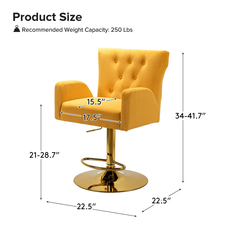 Tabouret de bar rotatif Theo, Moutarde