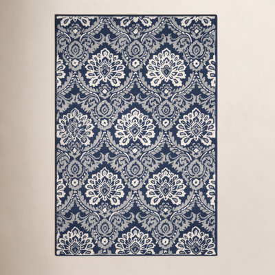 Tansy Navy Ivory Hand-Tufted Wool Rug