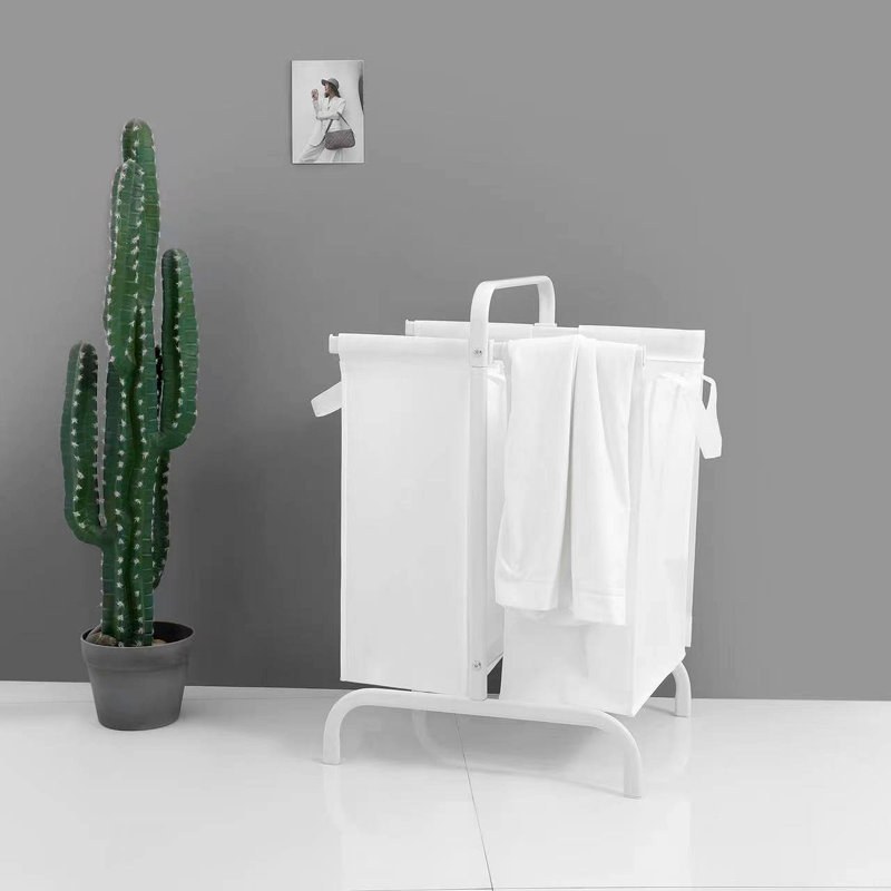 2-Tier Laundry Hamper 110L Large Oxford Clothes Basket Sorter With, Lid And Sorting Cards, White